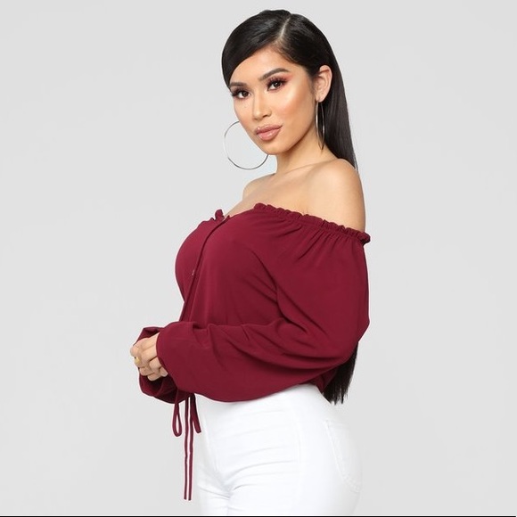 Lady In Waiting Top - Burgundy - Picture 4 of 6